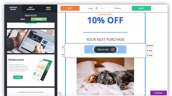 Creating an email is easy with our drag and drop editor