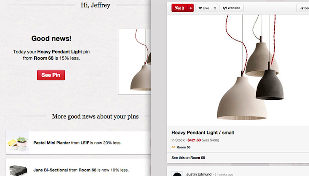 Pinterest to Send Email When Pins Drop in Price