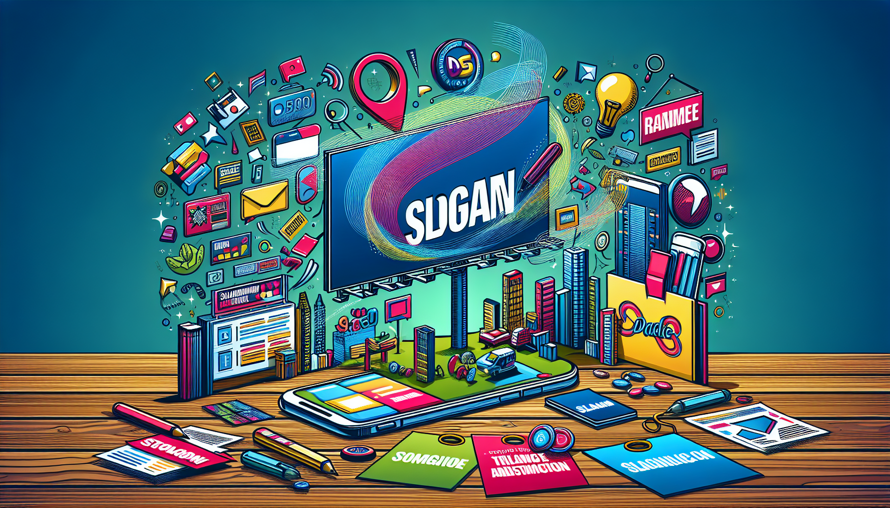 Integrating Your Slogan into Your Marketing Campaign: Illustration of a cohesive brand image across various marketing channels.