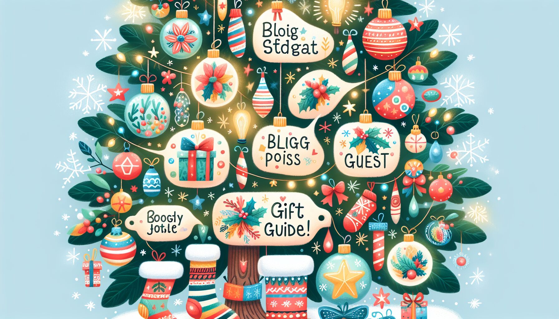 Engaging holiday content ideas illustrated with festive elements.