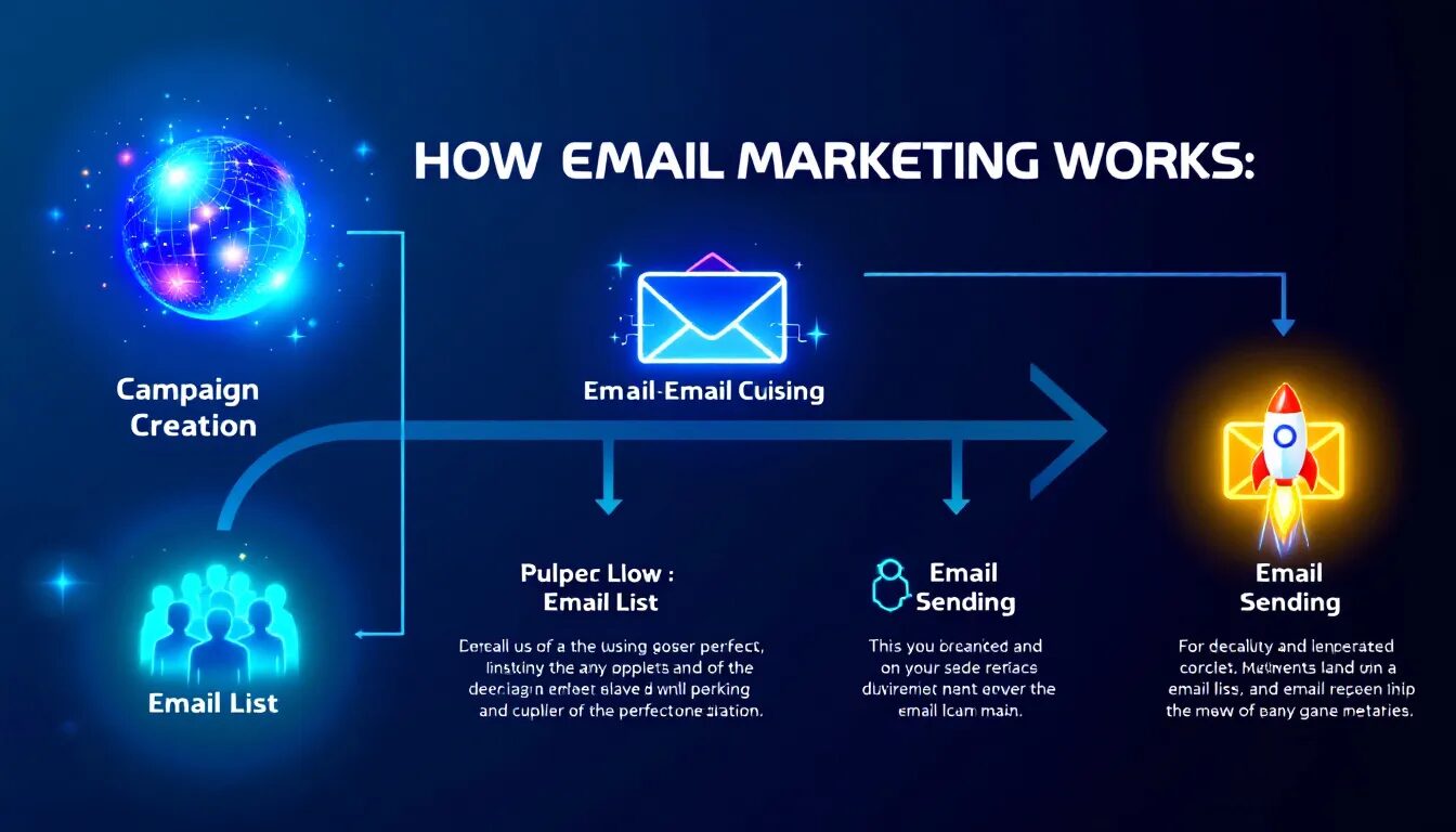 Diagram explaining how email marketing works.