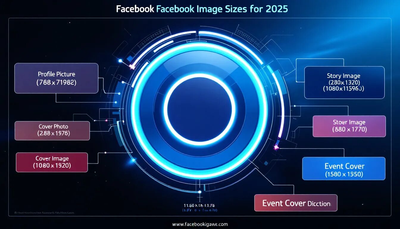 An overview of Facebook image sizes for 2025, including profile and cover photos.