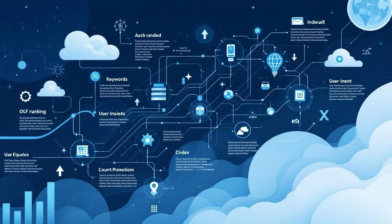 An illustration showing how search engines work and process information.