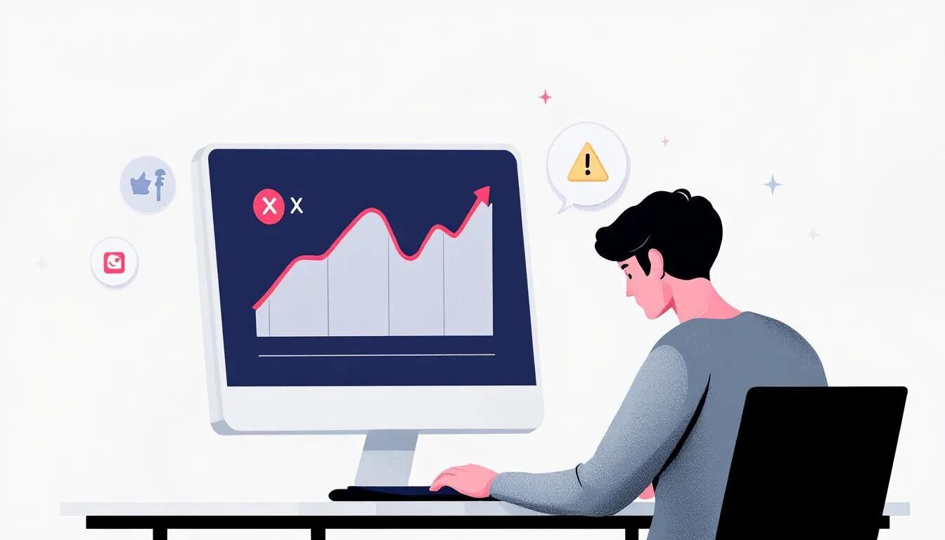 An illustration of the myth that unsubscribes are a bad sign, depicting a person looking at a decreasing subscriber list.