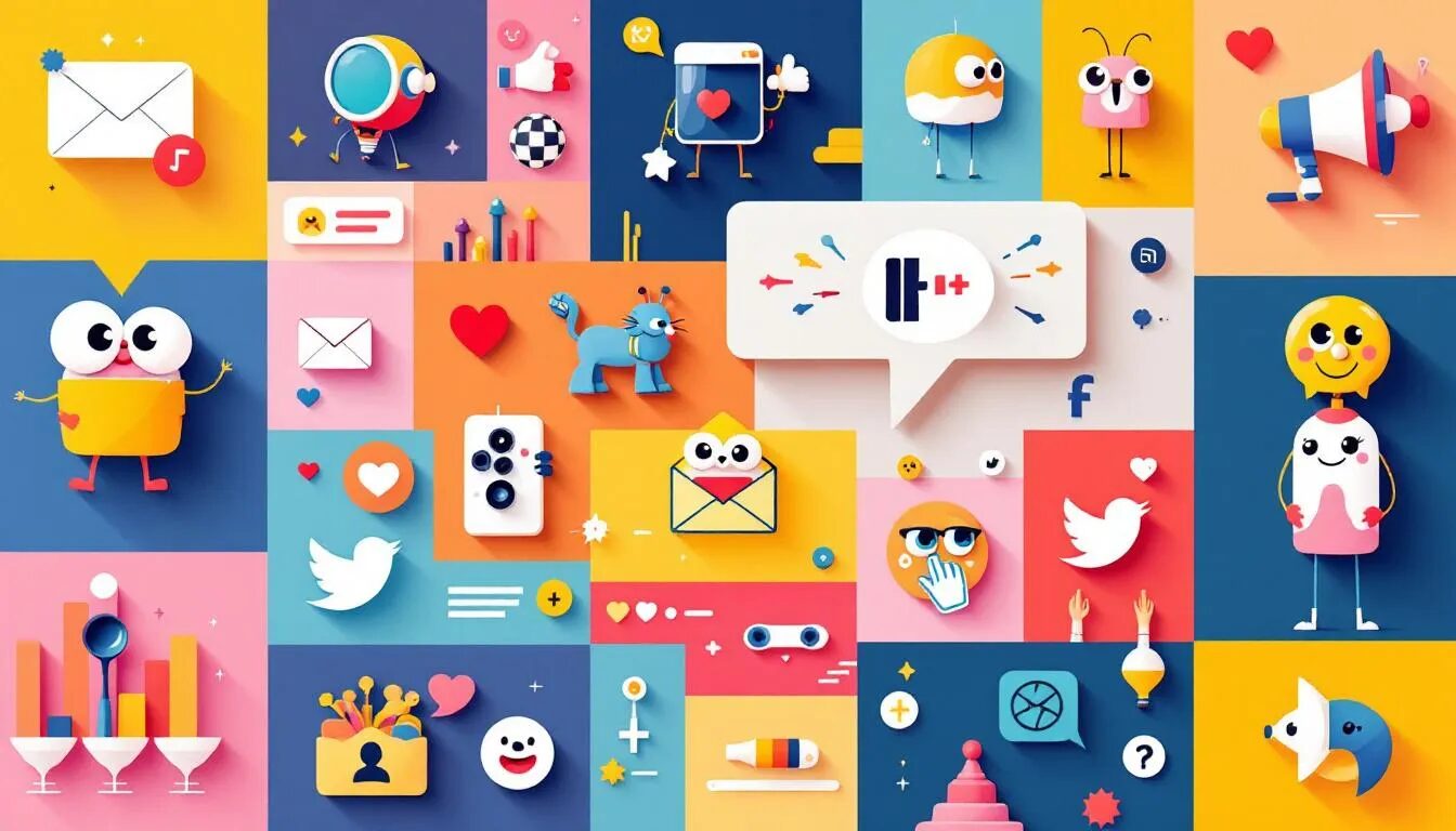 A collage of social media platforms promoting email signups creatively.