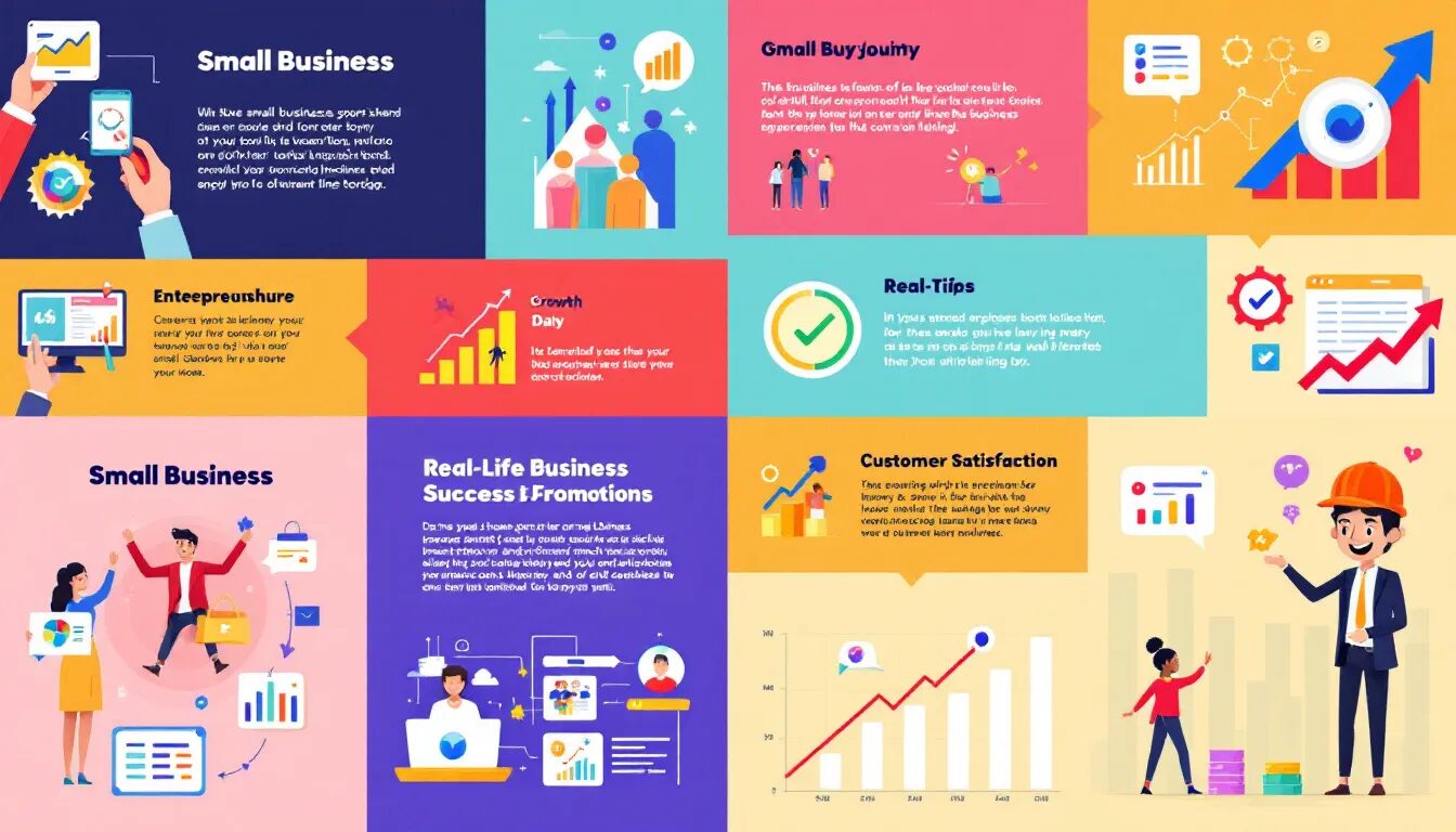 A collage of successful small business stories and testimonials, representing real stories of success.