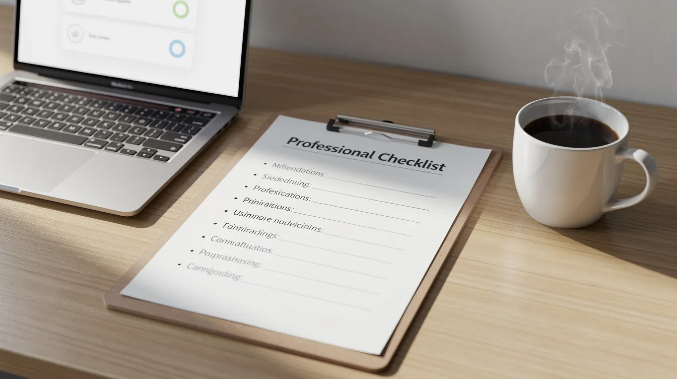The image features a professional checklist on a clipboard positioned next to a laptop and a coffee mug, symbolizing the organization and planning essential for a successful email marketing campaign. This setup suggests a focus on effective email marketing strategies aimed at engaging both potential and existing customers.