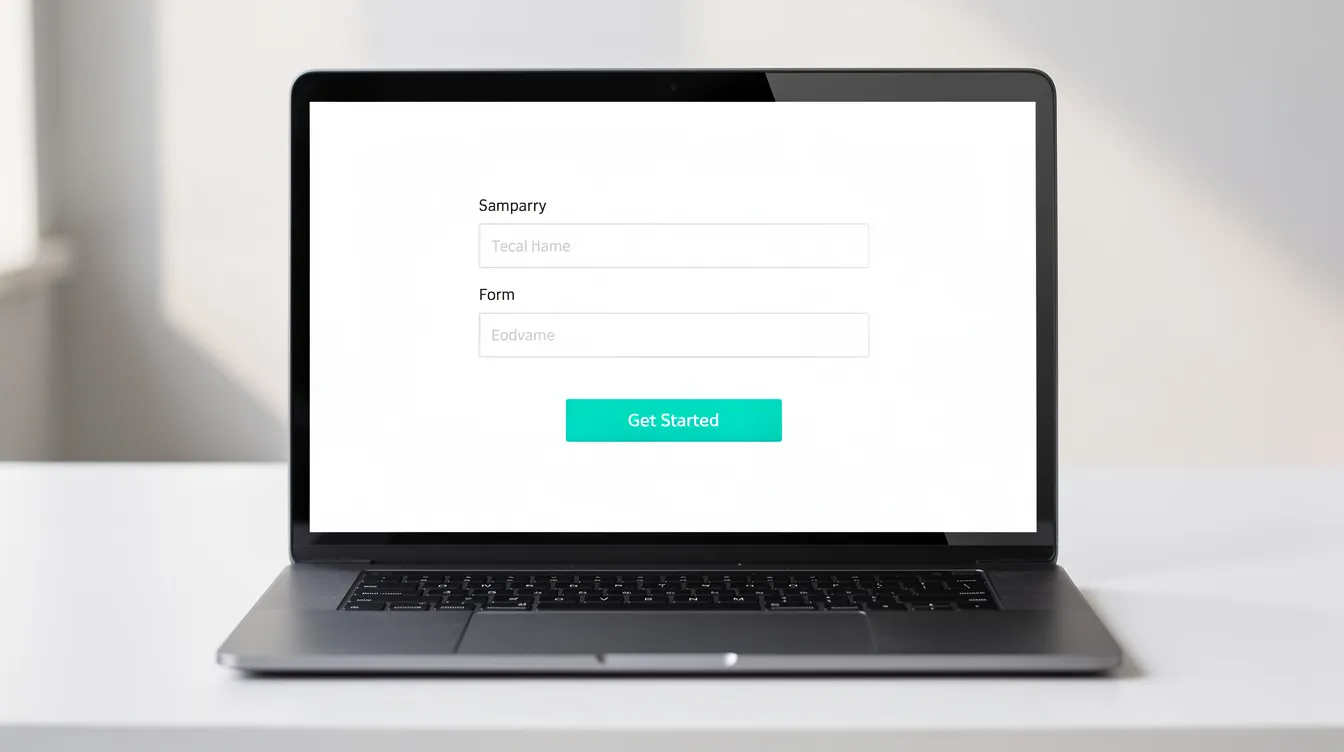 The image features a clean laptop screen displaying a simple email sign-up form, designed to encourage website visitors to become new subscribers. A bright call-to-action button stands out, inviting users to collect email addresses for effective email marketing and engagement.